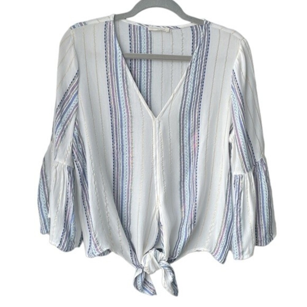 Lovestitch Tie Waist Metallic Striped Top Size S